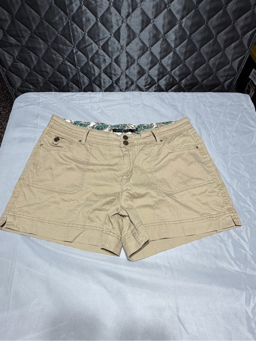 One 5 One Beige Casual Cotton Bermuda Shorts